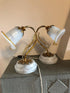 Coppia di lampade da tavolo con base in marmo di Carrara
